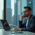 Homme d'affaires analysant des graphiques crypto au bureau