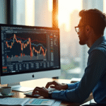 Analyste financier étudiant des graphiques économiques sur un ordinateur