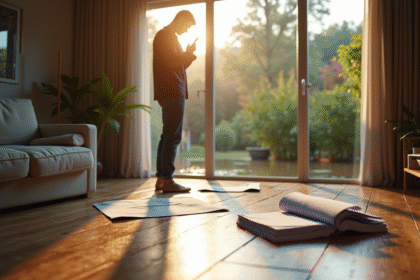 Propriétaire français dans salon endommagé par l'eau