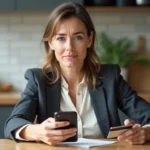 Femme d'âge moyen faisant un achat en ligne avec carte bancaire