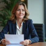 Femme d affaires en blazer dans un bureau moderne