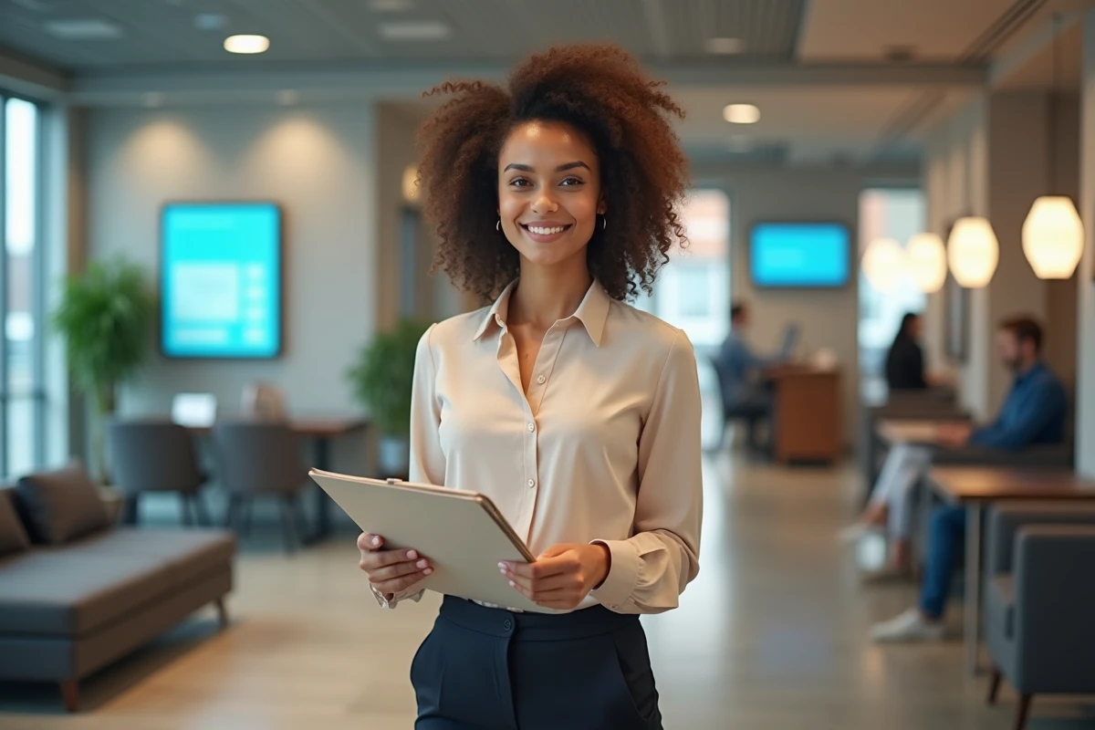 Femme confiante dans une salle d