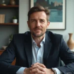 Homme d'affaires en costume dans un bureau élégant