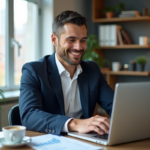 Homme d'affaires confiant analysant des documents financiers