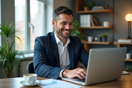 Homme d'affaires confiant analysant des documents financiers