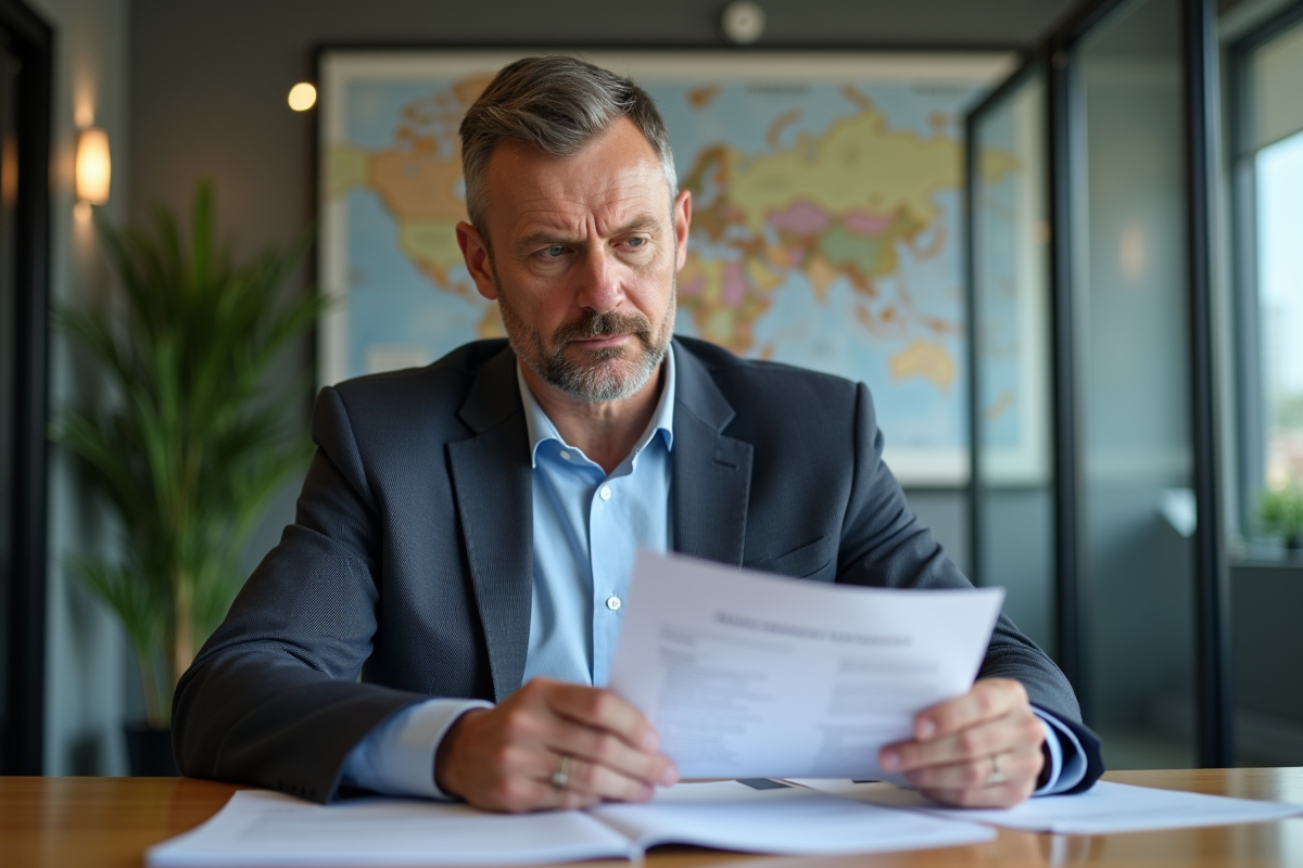 Homme d'affaires examinant des documents financiers