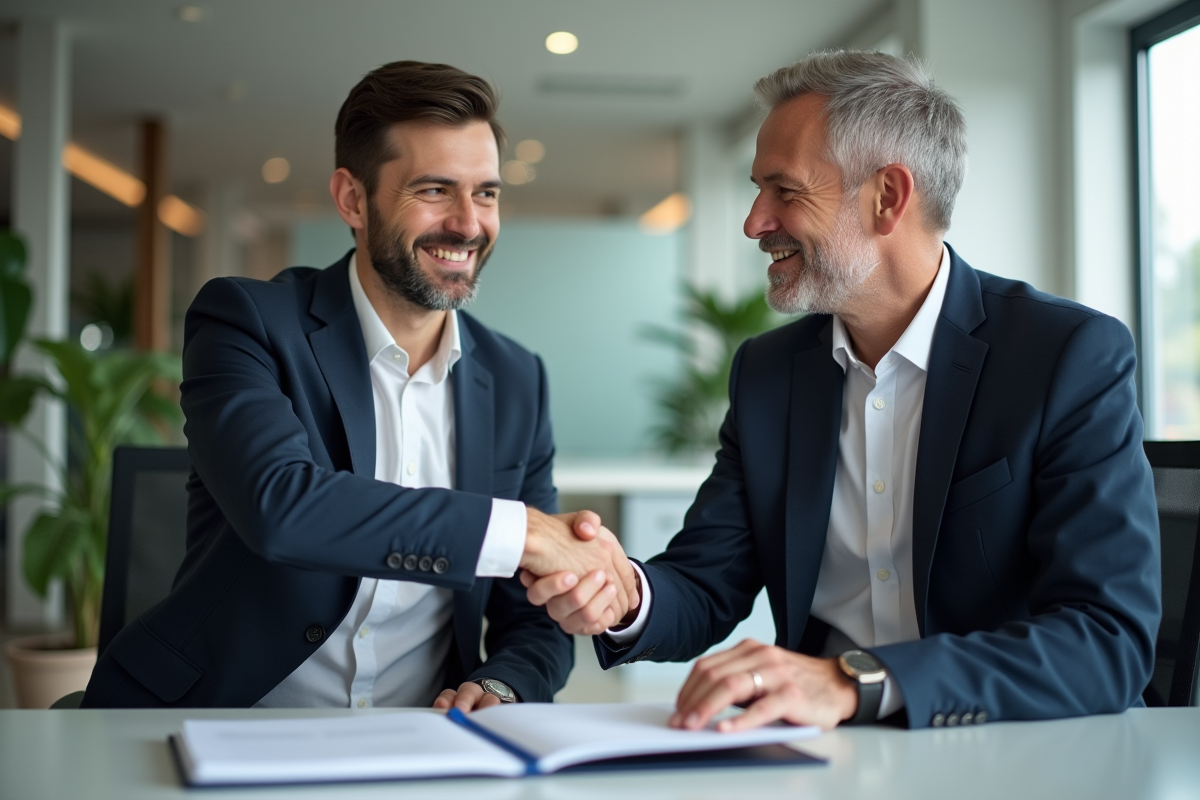 Jeune homme serrant la main d