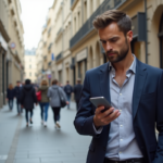 Jeune homme professionnel à Bordeaux regardant une carte