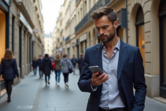 Jeune homme professionnel à Bordeaux regardant une carte