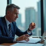 Trader homme en costume bleu analyse le marché du cuivre